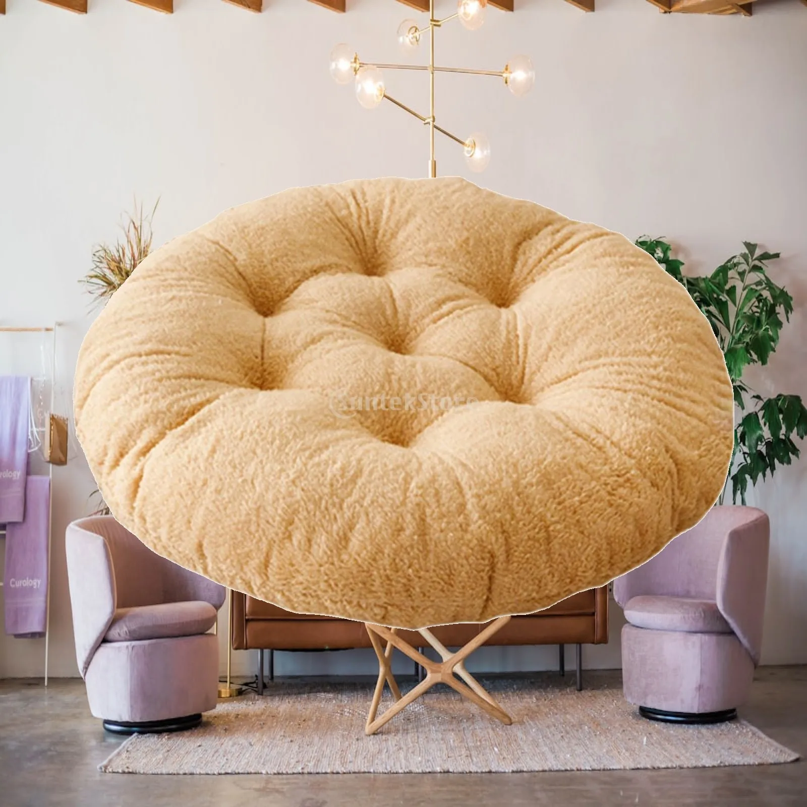 Comfortable Lambswool Pearl Cotton Round Cushion for Swing Chair Hammock Egg Basket Wicker Rattan Rocking Chair Indoor Outdoor