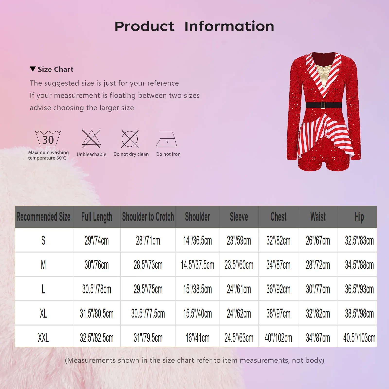 بدلة قفز نسائية لعيد الميلاد على شكل قصب الحلوى مع شريط ومطرزة مخملية مرقعة لحفلات عيد الميلاد للعام الجديد #5