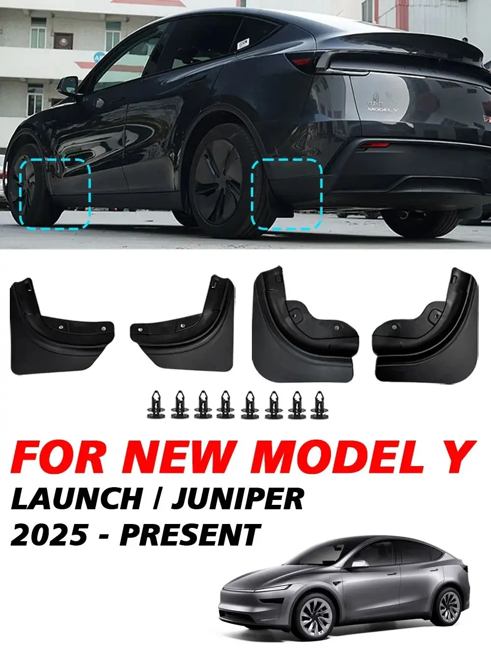 Für Tesla Modell y 3 Auto Rad Schmutz fänger Spritz schutz Schmutz fänger vorne hinten Kotflügel neues Upgrade tpe Kotflügel Schutz – Detail 2