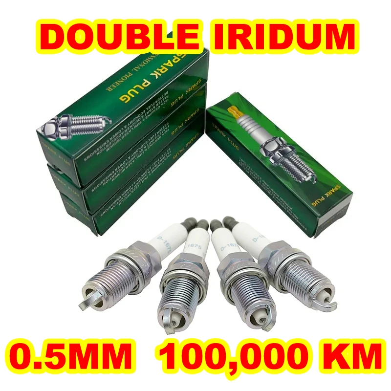 

4 шт. прочная двойная IRIDIUM зеленая свеча зажигания D-1675 для PFR7S8EG 06H905601A FR5KPP332S DR14YP RC6WYPB3 PK22PR8 101905631H Z347