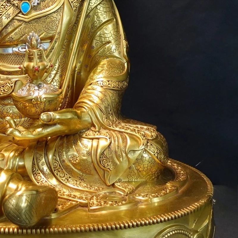 Picture 5: Nepal Tibet Craft Tibetan Vajrayana Golden Lotus Copper Handmade Carving Statue