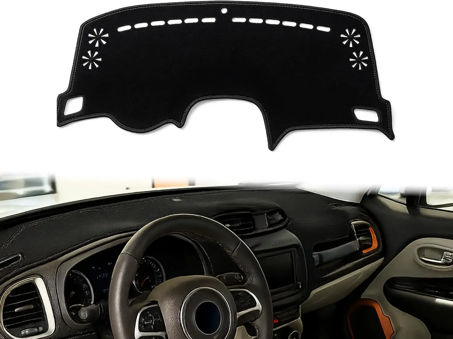 Dashboard Cover fit for Jeep Renegade SUV 2015-2023 Dash Cover Nonslip Dash Mat Pad Protector (Without HUD Models)