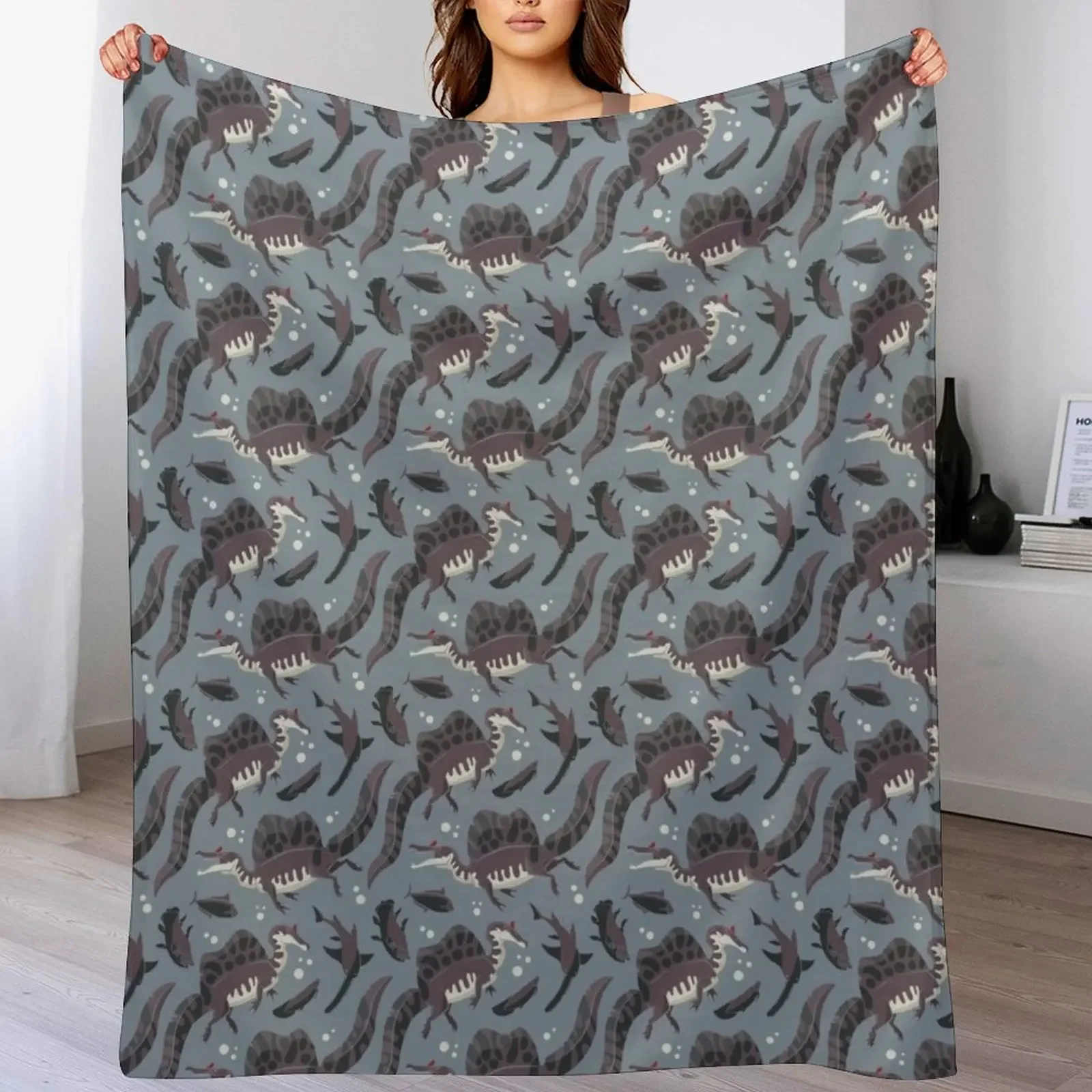 Spinosaurus Pattern Throw Blanket Flannel Fleece Soft Warm Throw Blanket