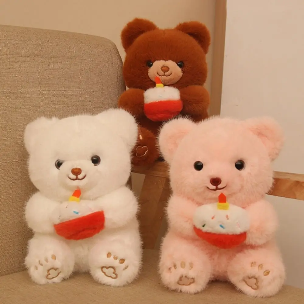 

Sitting Cake Bear Plush Toy Collection Soft Stuffed Bear Doll Cartoon Fluffy Animal Plush Doll Festival Party Decor