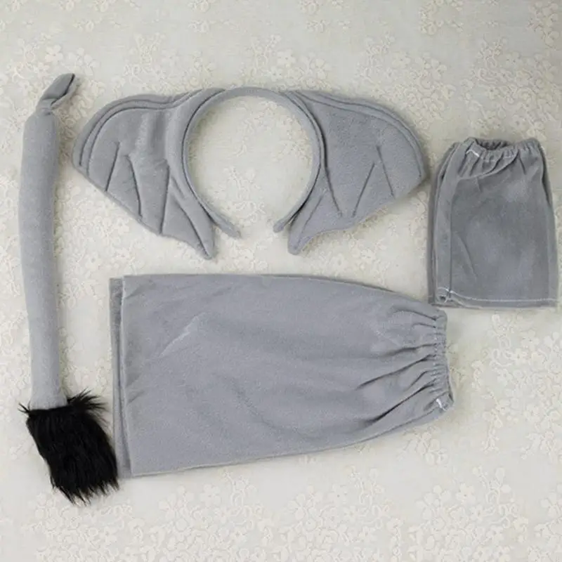 H58E Elephant Costume Akcesoria opaską ogonem Bowtie Covers Covers