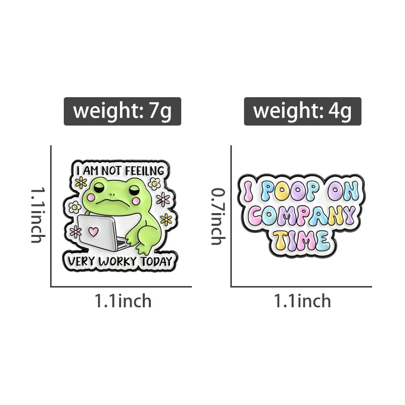 Arbeit Memes Collection Emaille Pins Cries In Corporate Broschen I Poop On Company Time Abzeichen Cartoon Boss Cat Frog Schmuck – Detail 10