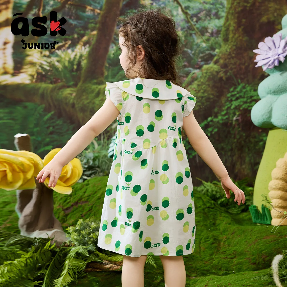 اسأل فستانًا صيفيًا للفتيات الصغيرات مطبوعًا من القطن اللطيف #4