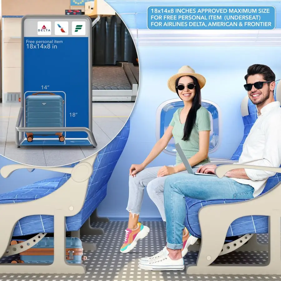 على حقيبة 18x14x8 من الجانب الصلب المدمج في قفل TSA أمبير منفذ USB أمتعة خفيفة الوزن عجلات دوارة مزدوجة صامتة أقصى مقعد سفلي C #4