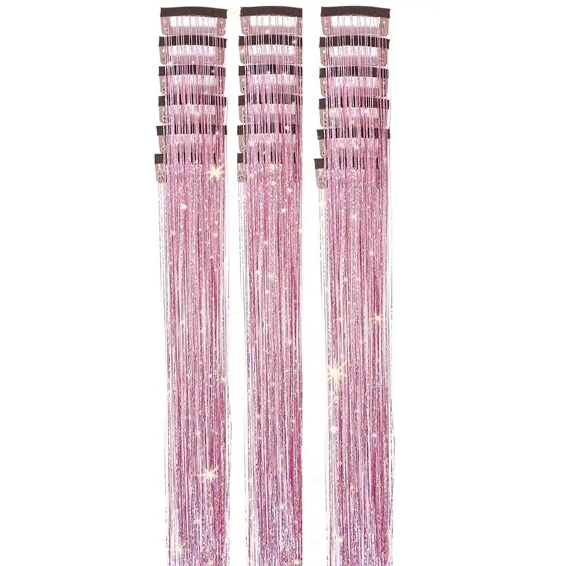 

BAAO-Colorful Heatproof Hair Tinsel Clip 24 Pcs In Hair Tinsel Kit For Girls For Women Hair Extensions Party Accessories Heat