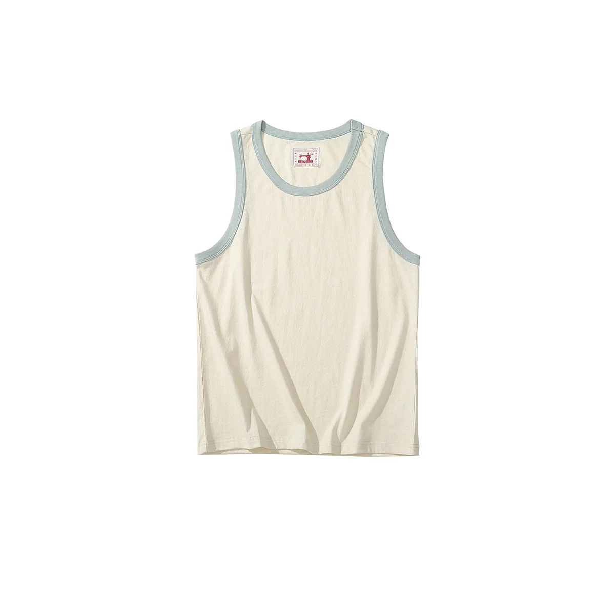 Retro Men's Summer New Simple Cotton Contrast Color Round Neck Loose Waistcoat With Sleeveless