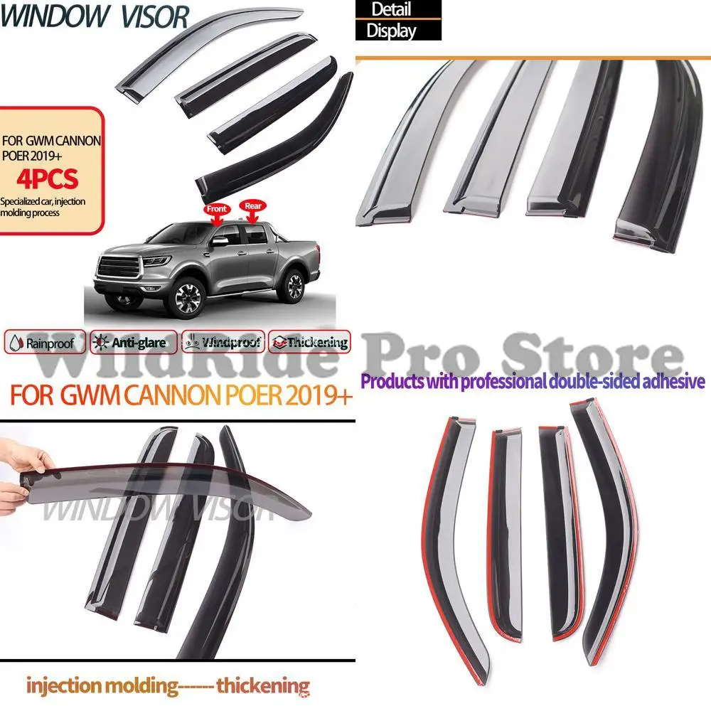 

1 set For GWM Cannon Poer Window Visors Rain Deflectors Sun Shade