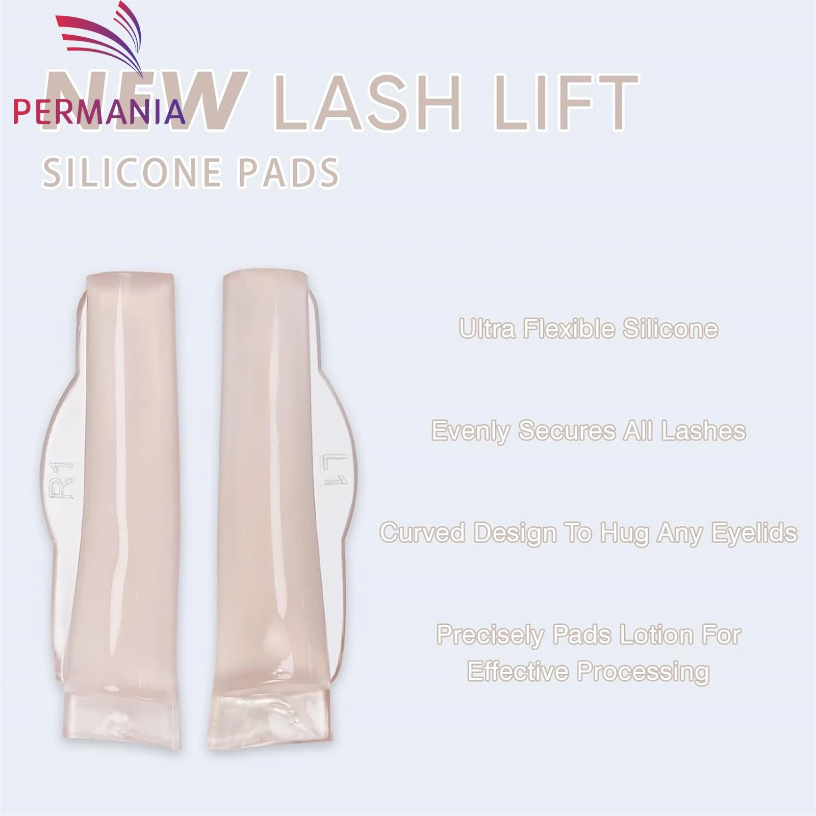PERMANIA 5 Pairs Glue Free Silicone Eyelash Perm Rod Sticky Lash Lift Shield Eyelashe Curler Accessories Applicator Makeup Tools