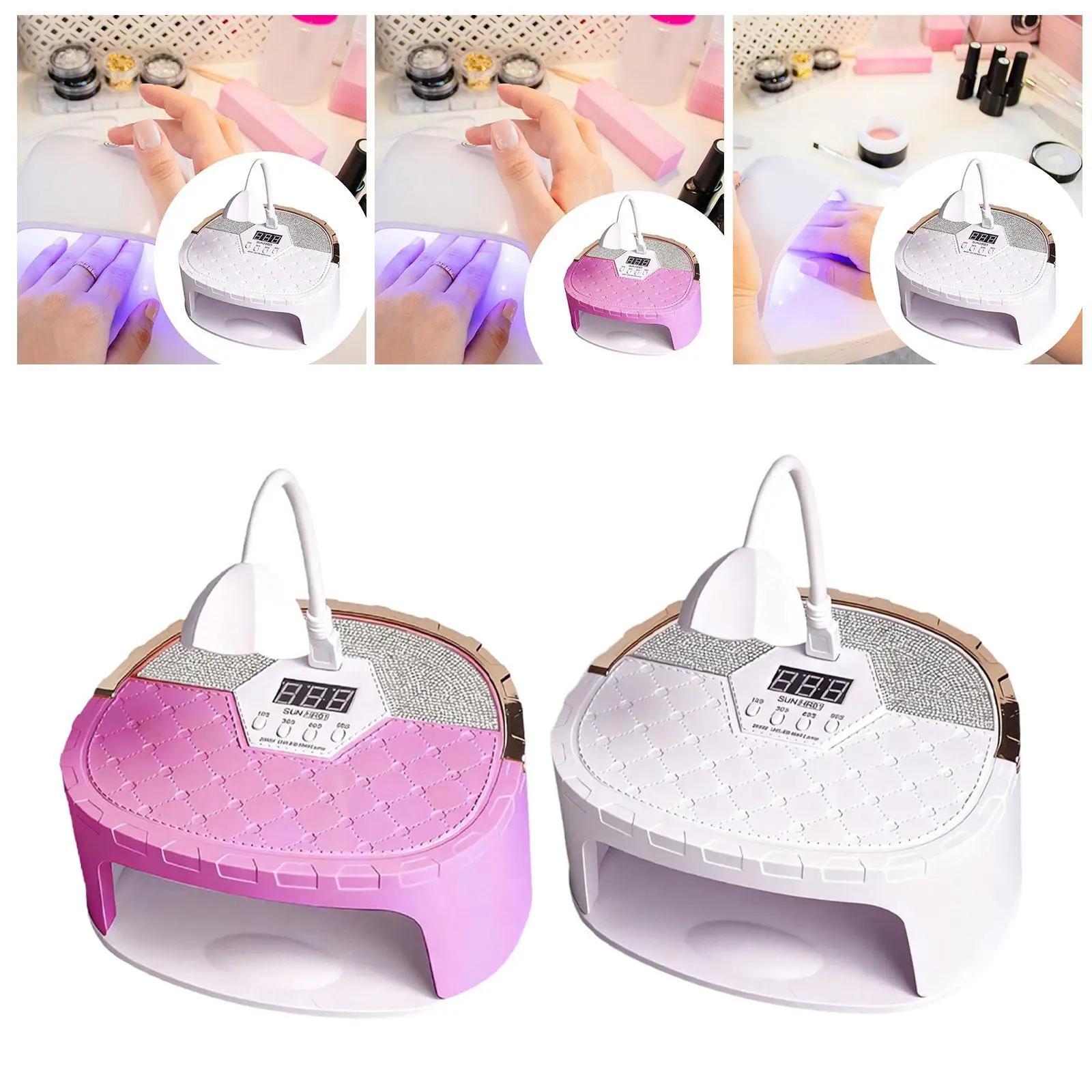 Lampa LED do paznokci, narzędzia do manicure, czujnik dotykowy, 45 diod LED, wysoka moc, odłączana podstawa, 4 ustawienia czasowe, profesjonalna suszarka do paznokci.