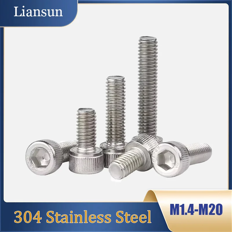 

1-100pcs Hexagon Hex Socket Cap Allen Head Bolt Screw M1.4 M1.6 M2 M2.5 M3 M4 M5 M6 M8 M10 M12 M14 M16 M20 304 Stainless Steel