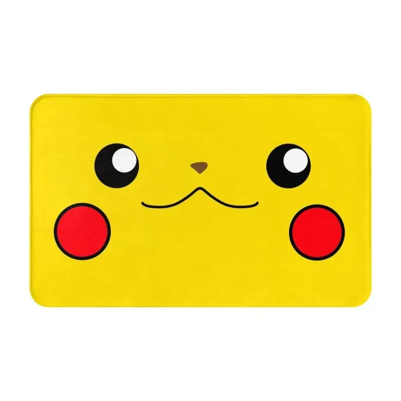 Custom Cartoon Animation Pokemon Pikachu Face Door Floor Bath Kitchen Mats Anti-Slip Indoor Doormat Rug Carpet Footpad