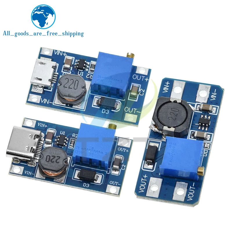 TZT 1/5/10PCS MT3608 Type-c/Micro USB 2A Max DC-DC Step Up Power Module Booster Power Module 3-5V to 5V/9V/12V/24V image 6