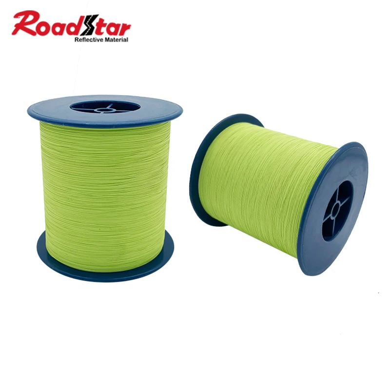 Roadstar-Double-Side Reflective Thread, linhas de fios para tricô roupas e sacos, acessórios de costura, amarelo, verde, 0,5mm, 4000m