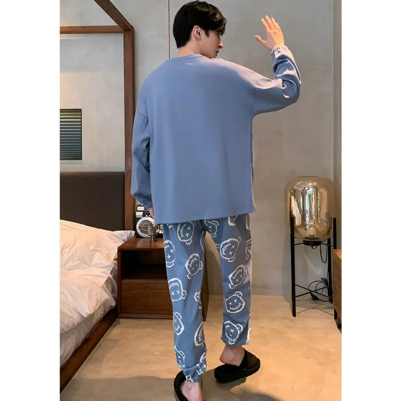 2024 Latest Pajamas Men\'s Spring Pure Cotton Sleepwear Long Sleeve Large Size Cartoon Casual Loungewear Autumn Winter Homewear