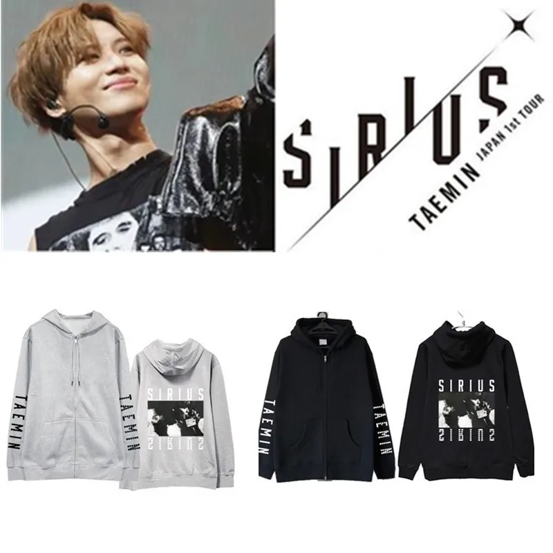 KPOP SHINEE Taemin Concert Same Zip Up Hoodie Women Men Harajuku Sweatshirt Streetwear Hip Hop Zipper Hooded Jacket Outerwear