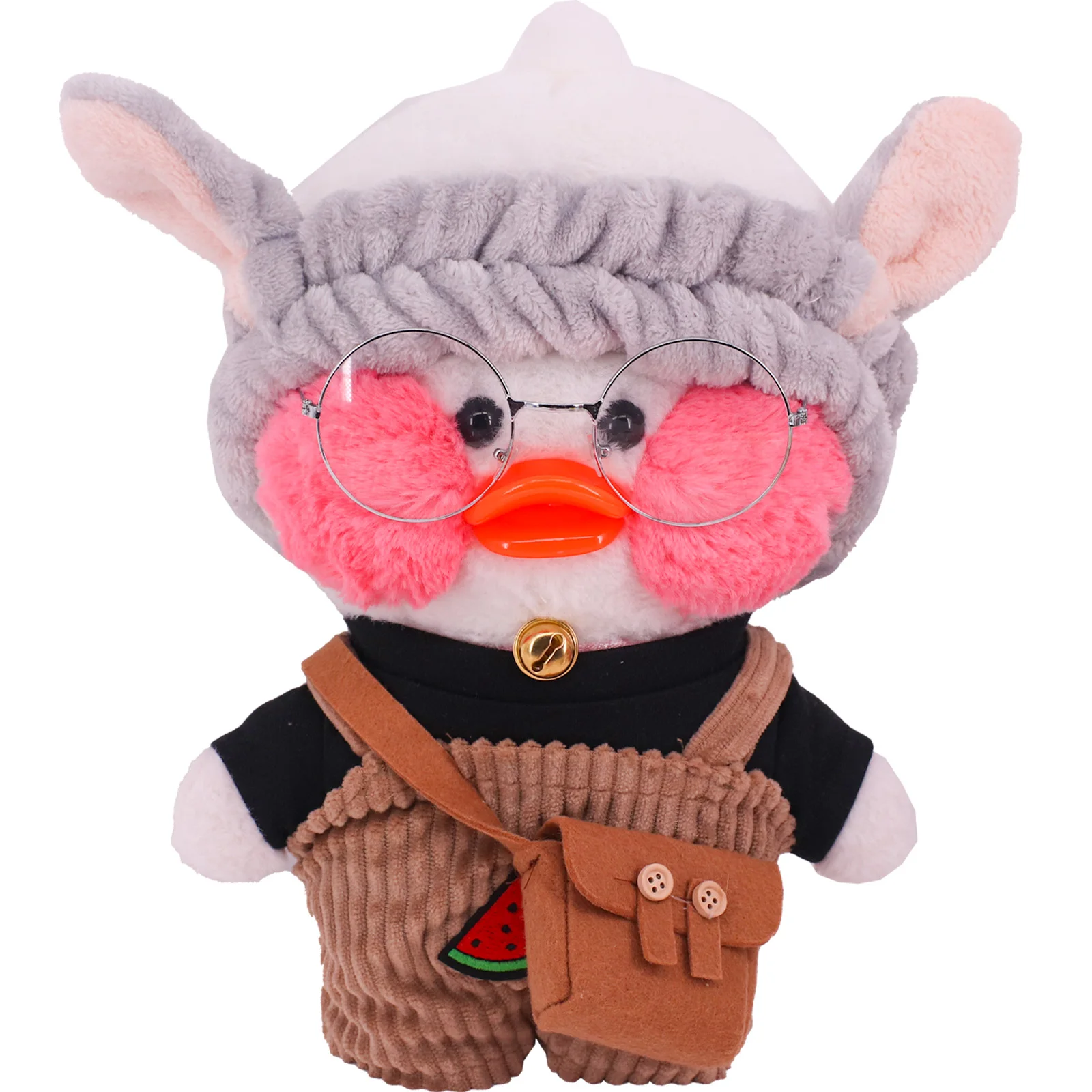 30cm Cafe Duck Clothes Hoodie Cartoon LaLafanfan Plush Toy Stuffed Soft Duck Doll Toys Animal Birthday Girl`s Gift for Kids DIY