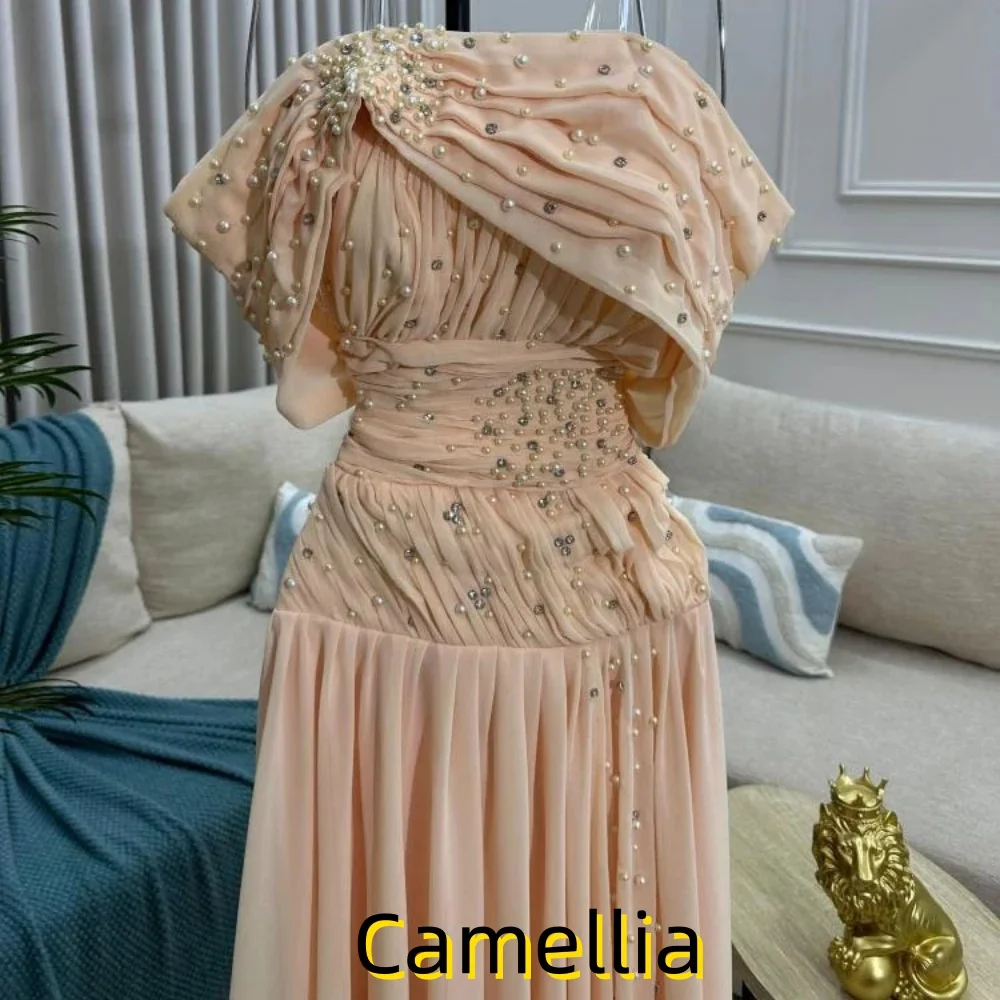 Maßgeschneidertes, exquisites Rüschen-Abendkleid, bezauberndes schulterfreies Ballkleid, sexy Partykleid mit U-Boot-Ausschnitt, فسات • •МДМДМДМДМДМ