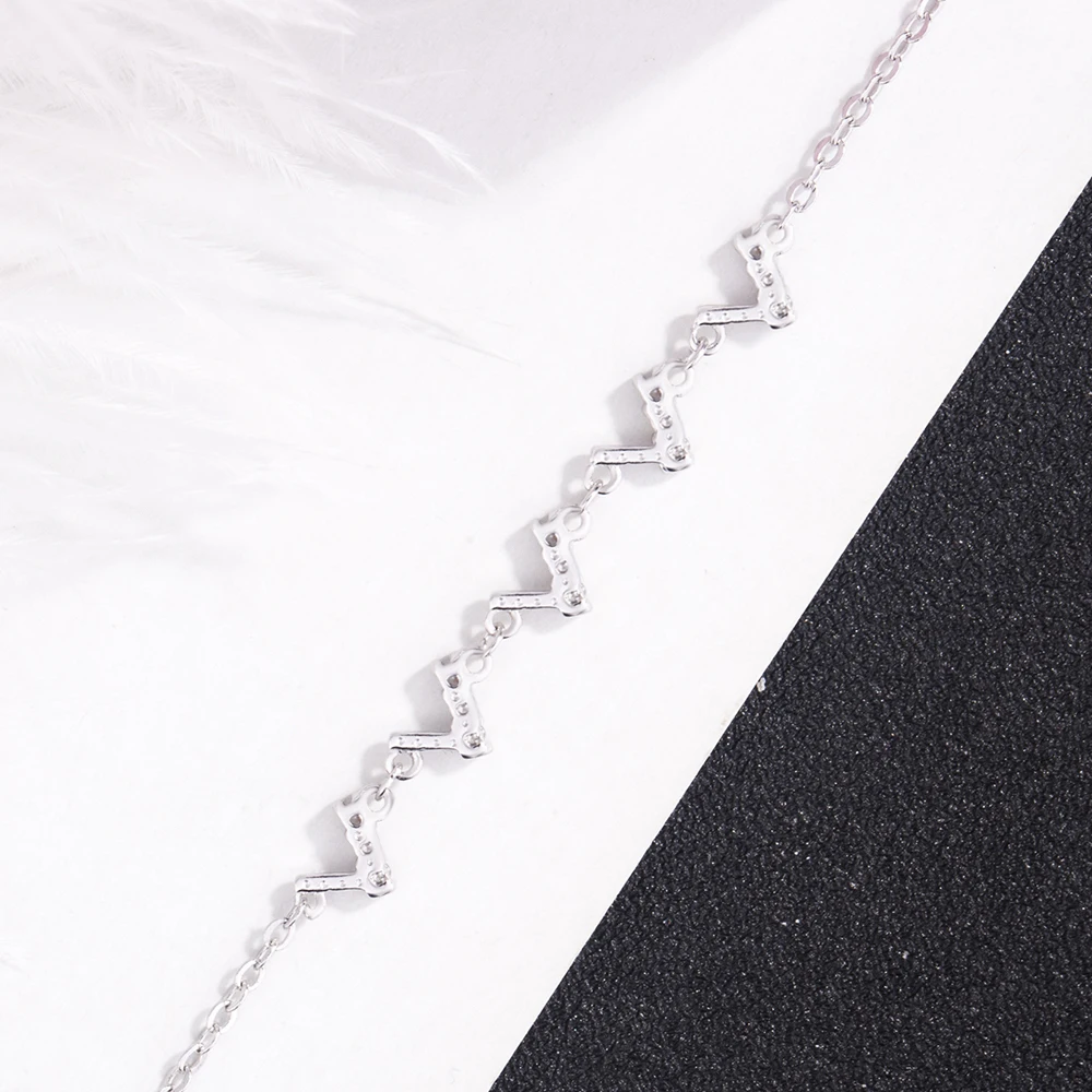 

Unisex 925 Sterling Silver Bangles Zirconia Inlay Love Letters Charm Trendy Chain Accessory for Parties And Birthday Gifts