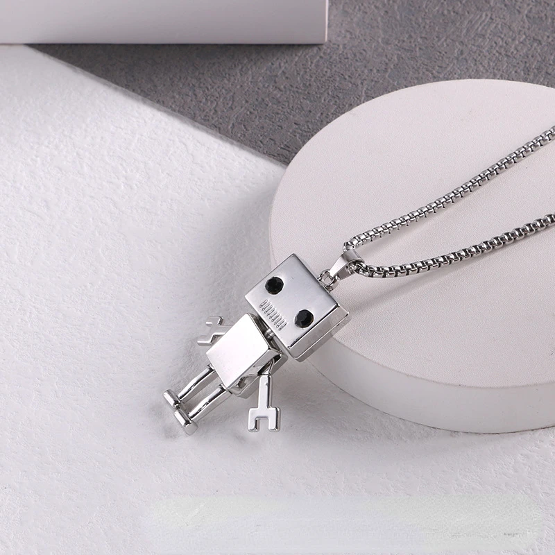 Fashion Robot Necklace Men Women Trend Hip Hop Street Dance Jump Deer Accessories Adjustable Limbs Robot Pendant