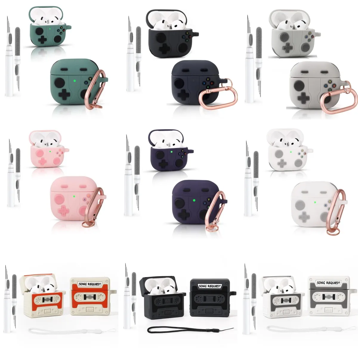 

2025 Silicone Case For Airpods 4 Generation Cute Cartoon Funny Case Cover with Cleaner Kit For Airpods 4 Shockproof Cover Funda