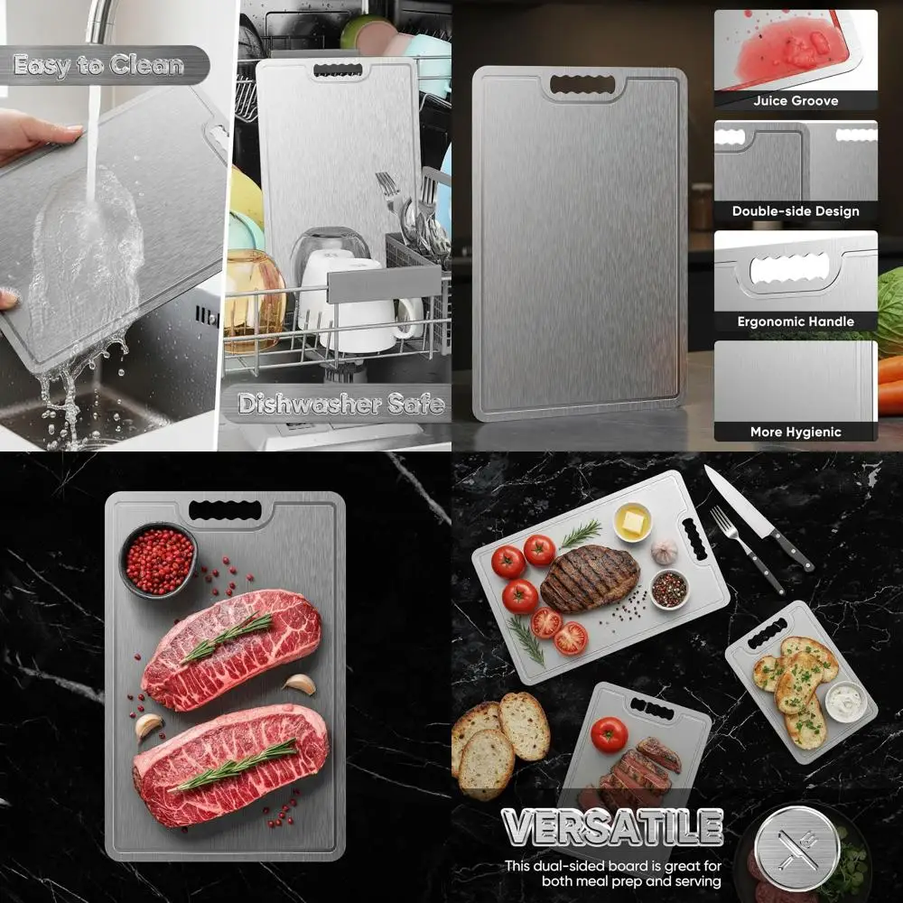 

Double-Sided Food-Grade Titanium Cutting Board for Kitchen - Large 18x12in, Ideal for Meat, Vegetables, and Fruits (2025 New)