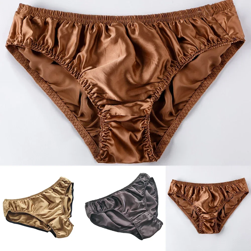 Men Solid Color Low Rise Silk Sexy Breathable Comfortable Soft  Seamless Triangle Brief Solid Color Seamless Stretch Underpants image 6