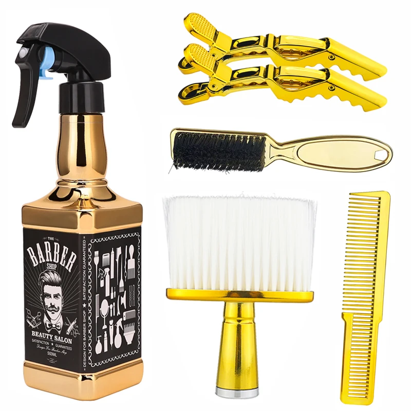 ขวดชุดกดสิวสเปรย์สำหรับช่างตัดผมช่างทำผม5ชิ้น6นิ้วปัตตาเลี่ยนแนะนำกรรไกรตัดผมกิ๊ฟหนีบผมแปรงทำความสะอาดร้านเสริมสวย