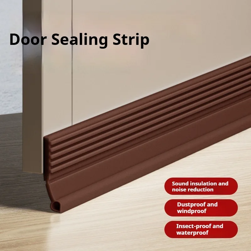 1M Door Seal Strip Flexible Soft TPE Under Door Weatherstrip 28/50mm Height Self-Adhesive Dustproof Windproof Stripping