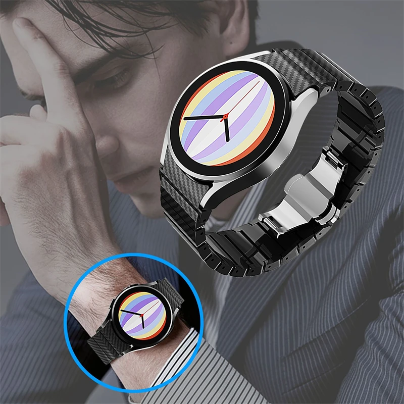 Carbon Fiber Link Band for Samsung Galaxy Watch 4 6 Classic 47 43 42 46mm Lightweight Strap Galaxy Watch 4 5 6 7 40mm 44mm 5 Pro