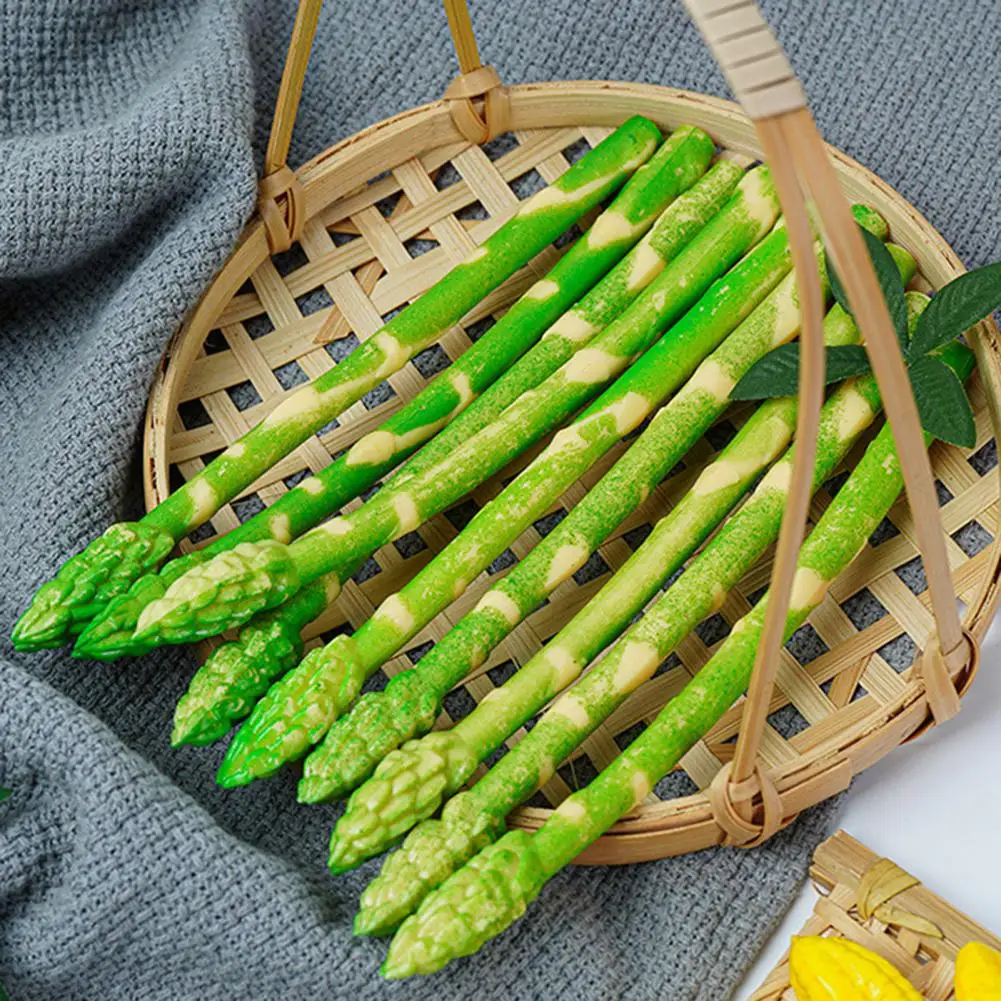 Espárragos artificiales ligeros para vivero, espárragos de imitación de verduras, espárragos de imitación, color rápido, mano de obra fina, utilería atractiva