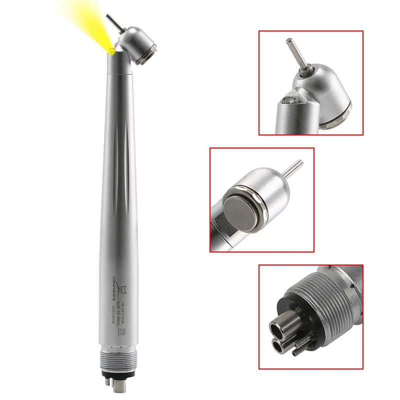 Dental 45 Degree Handpiece LED E-generator /No-LED High Speed Surgical Standard Head Push Button 4 Hole Dentistry Cleaning Tools