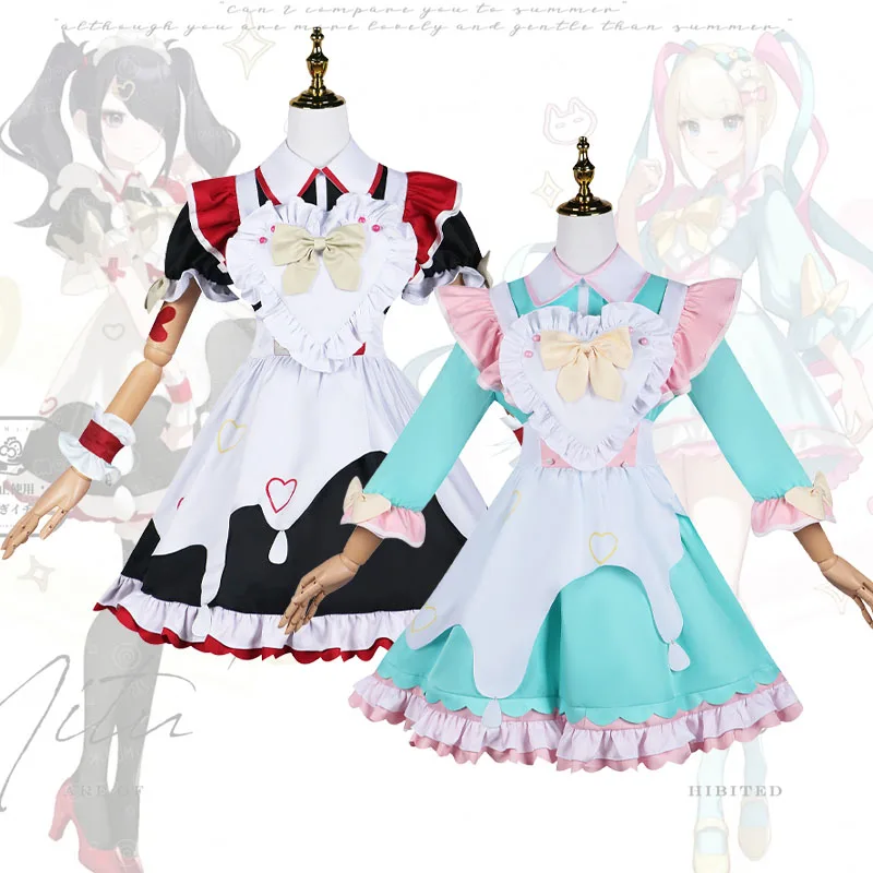 NEEDY GIRL OVERDOSE KAnge Cosplay Kostuum Pruik Regen Cosplay Meid Jurk Lolita Uniform Halloween Carnaval Rollenspel Outfits Vrouwen