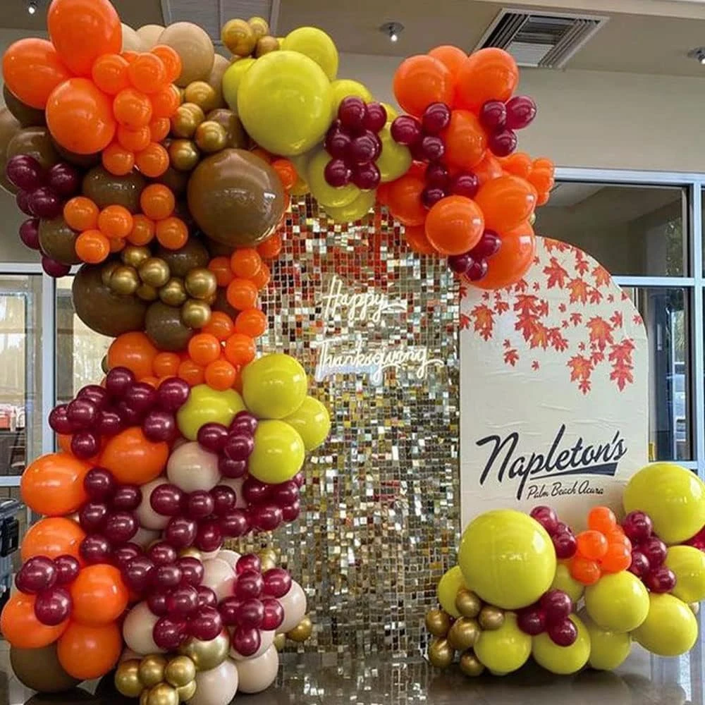 127pcs Fall Balloon Garland Arch Kit Orange Brown Burgundy Gold Balloon Thanksgiving Autumn Little Pumpkin Birthday Party Decora - view 5
