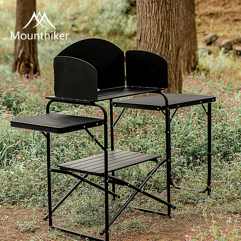 Mounthiker Outdoor Aluminum Alloy Foldable Storage Multiple People Mobile Kitchen Table for Camping Mountaineering Travel SZK358