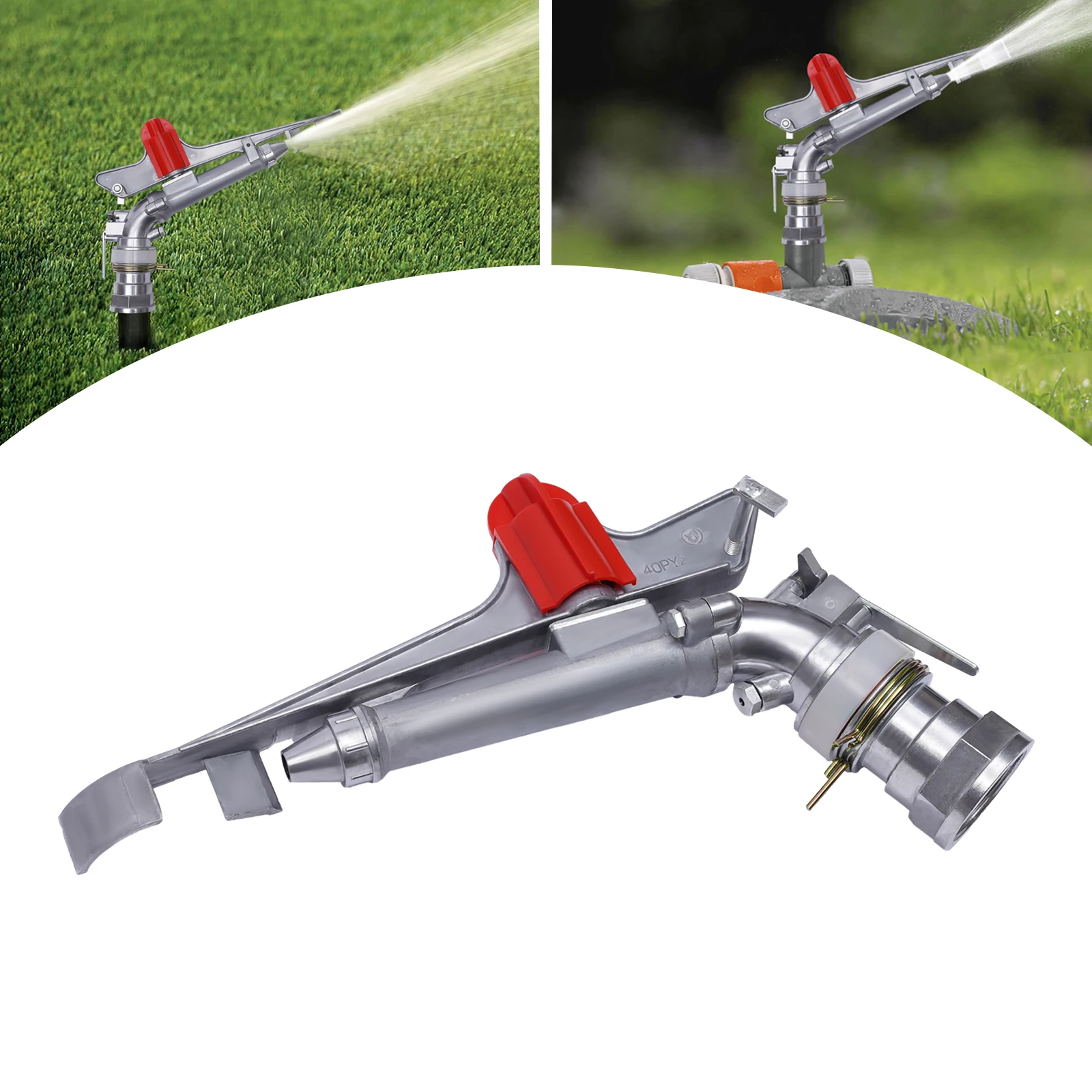 

Вращающийся на 360 градусов ирригационный пистолет-распылитель, спринклер из цинкового сплава, диапазон 213 фута для фермы, сада, газона высокого давления