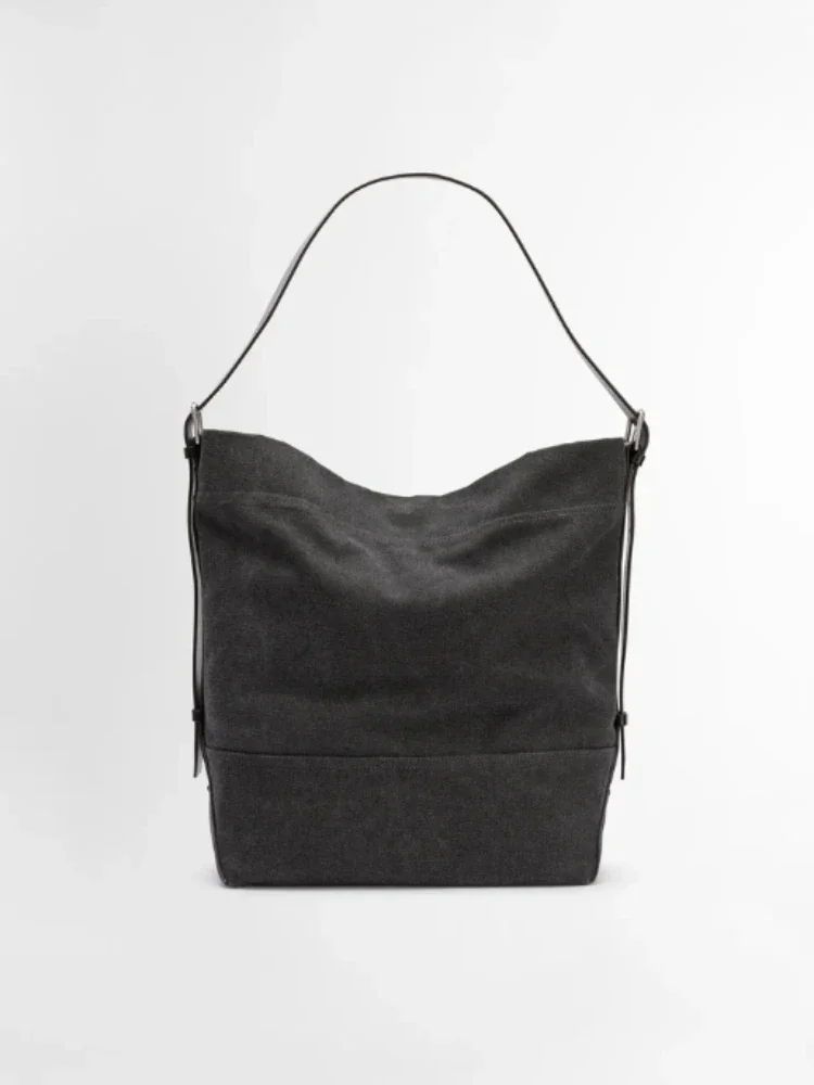 

2025 New Canvas Tote Bag Cowhide Adjustable Shoulder Strap One Shoulder Underarm Bag Casual Bag Luxury Brand Women's Bag