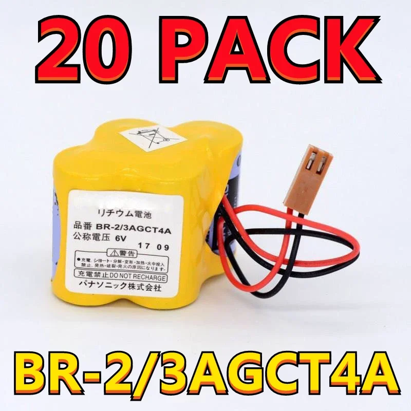 

20 PACK Original NEW BR-2/3AGCT4A 6V 4400mAh PLC Battery With FANAC Brown Belt Hook Plug