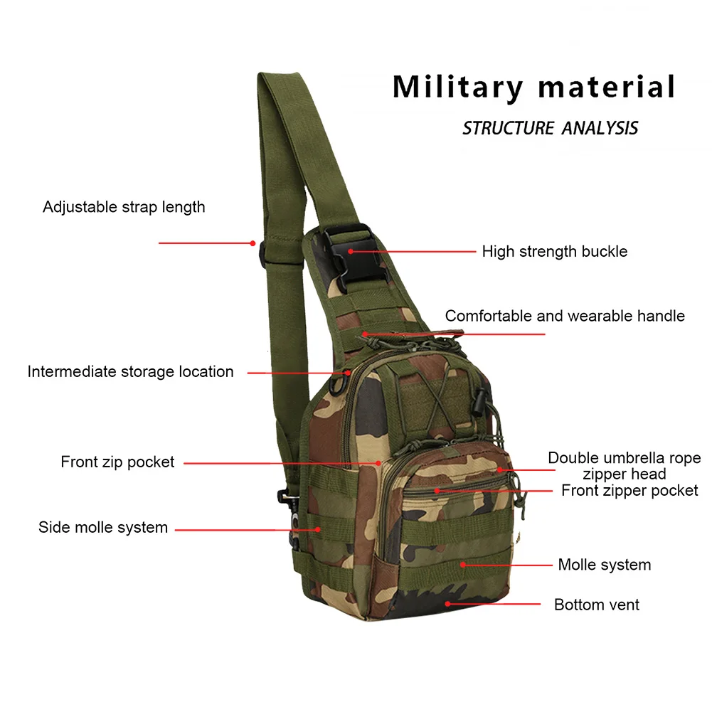 Borsa a tracolla Oxford 600D impermeabile EDC Molle marsupio zaino tattico militare borsa a tracolla con cerniera multitasche per esterno