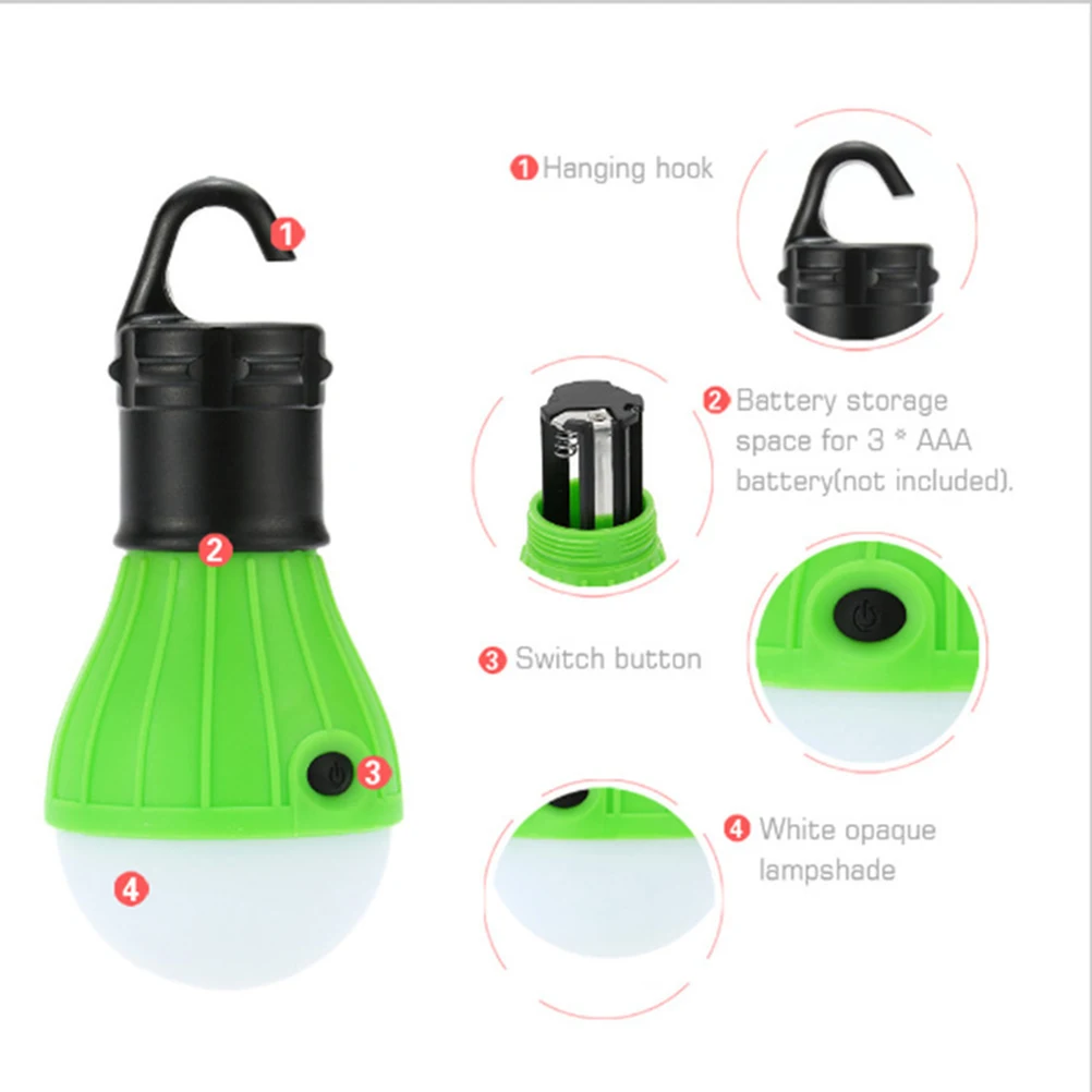3 pcs Led Camping Lights Portable Powered Tent Light Bulb Lantern For Backpacking Hiking Fishing Emergency Light Durable