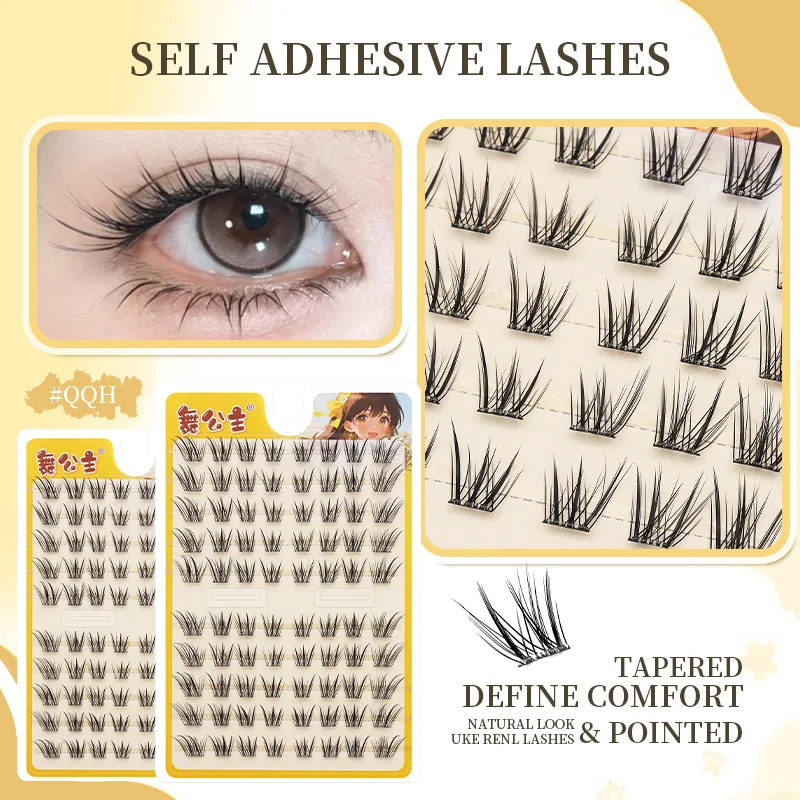 DINGSEN 10 Reihen Selbstklebende Einzelwimpern Ohne Klebstoff DIY Wimpernverlängerung Cluster Handgefertigte Wimpern Natürliche Wimpern – Detail 2