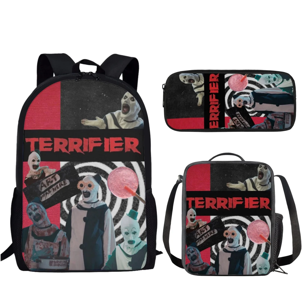 Terrifier Everybody Love A 광대 어린이 백팩 세트, 정형외과 캐주얼 학생 학교 가방, 책가방 3 개