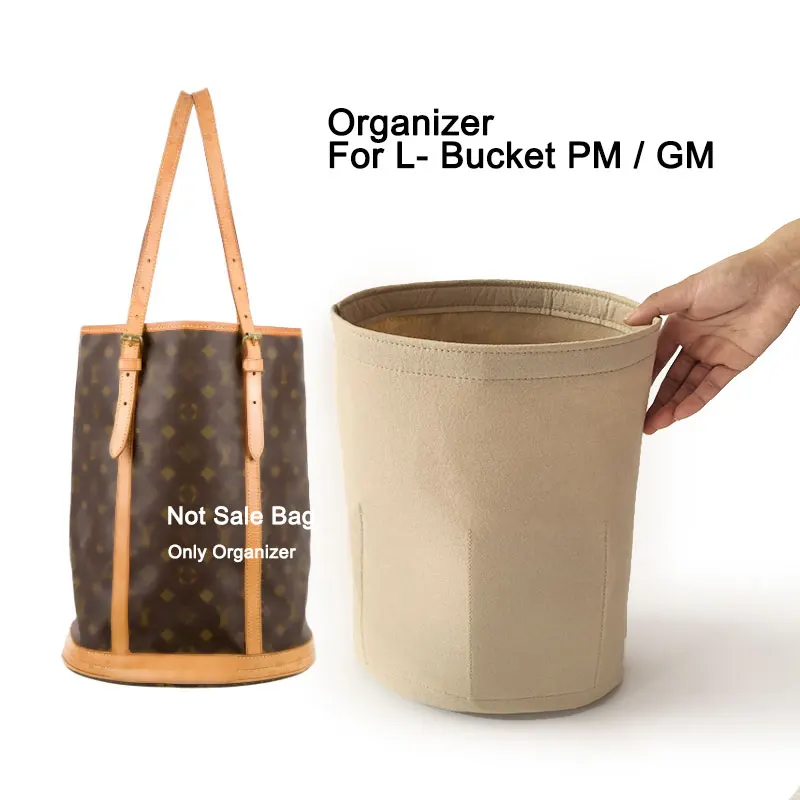 

Войлочный органайзер-вкладыш для сумок LV Bucket GM PM Luxury Bag, внутренняя сумка на молнии, внутренний круглый вкладыш-органайзер для сумок-ведер, сохраняющий форму