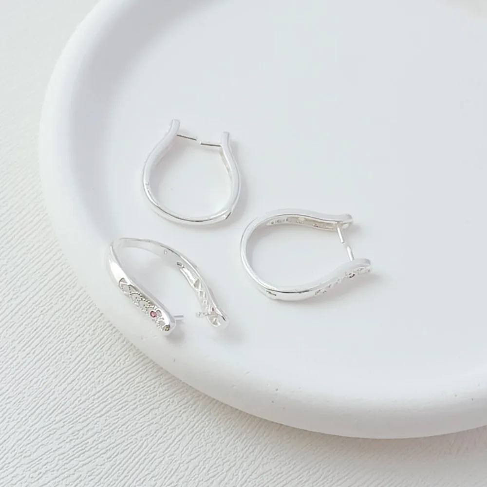 Copper-plated Thick Silver, Zirconium-inlaid Hollowed-out Ring Band, Clip, Clasp Opening, DIY Handmade Jewelry Accessory