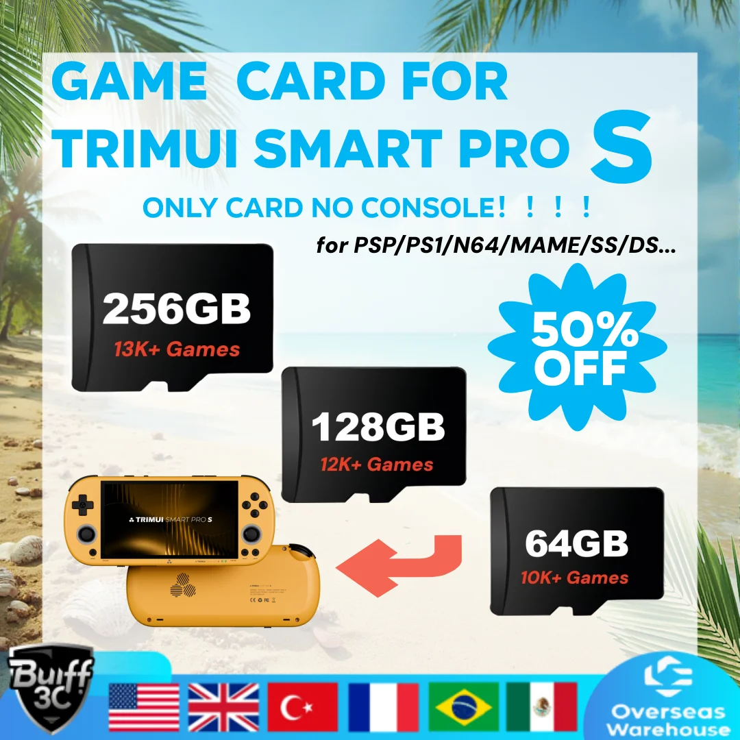 Tarjeta de Juego para Consola Trimui Smart Pro S, Tarjeta TF con 30000 Juegos, +50 Emuladores para PSP/PS1/MAME/SS, Tarjeta de Memoria para Trimui