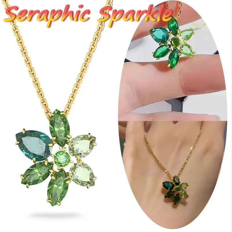 

2025 New Fashion Creative Green Petal Necklace Suitable for Women High-end Exquisite Pendant Jewelry Gift Jewelry Wholesale