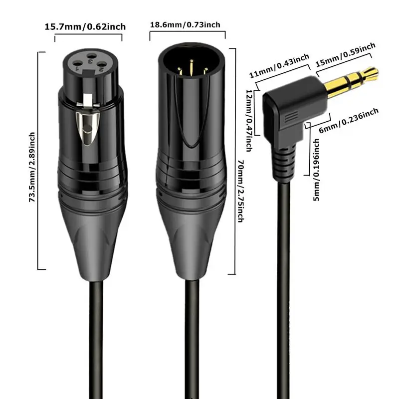 Spring Retractable 3.5mm Stereo Male 90 ° to XLR 3Pin Male And Female Cable Microphone, Mobile Phone MP3 Player, Tablet Computer